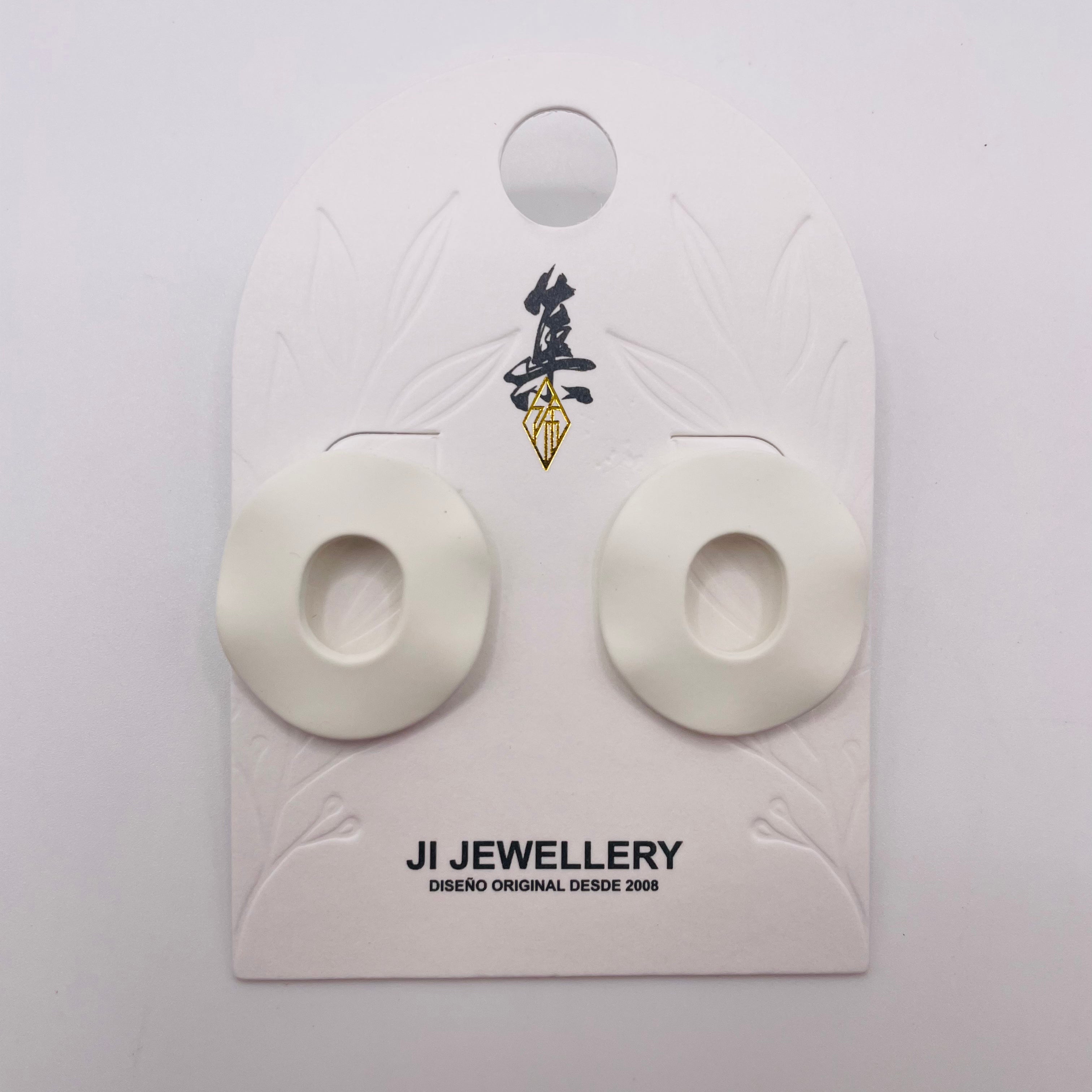Pendientes Ovale Hueco Color Sólido Blanco y Azul Klein, Pendientes al Por Mayor para Mujer, Accesorio de Moda Elegante Mayorista|JI JOYA