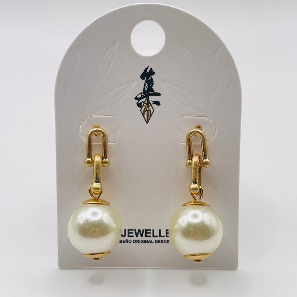 Pendientes Perla Colgante Plata/Oro Diseño Minimalista al Por Mayor, Arete Perla Redonda Vintage para Mujer Mayorista Joyería|JI JOYA