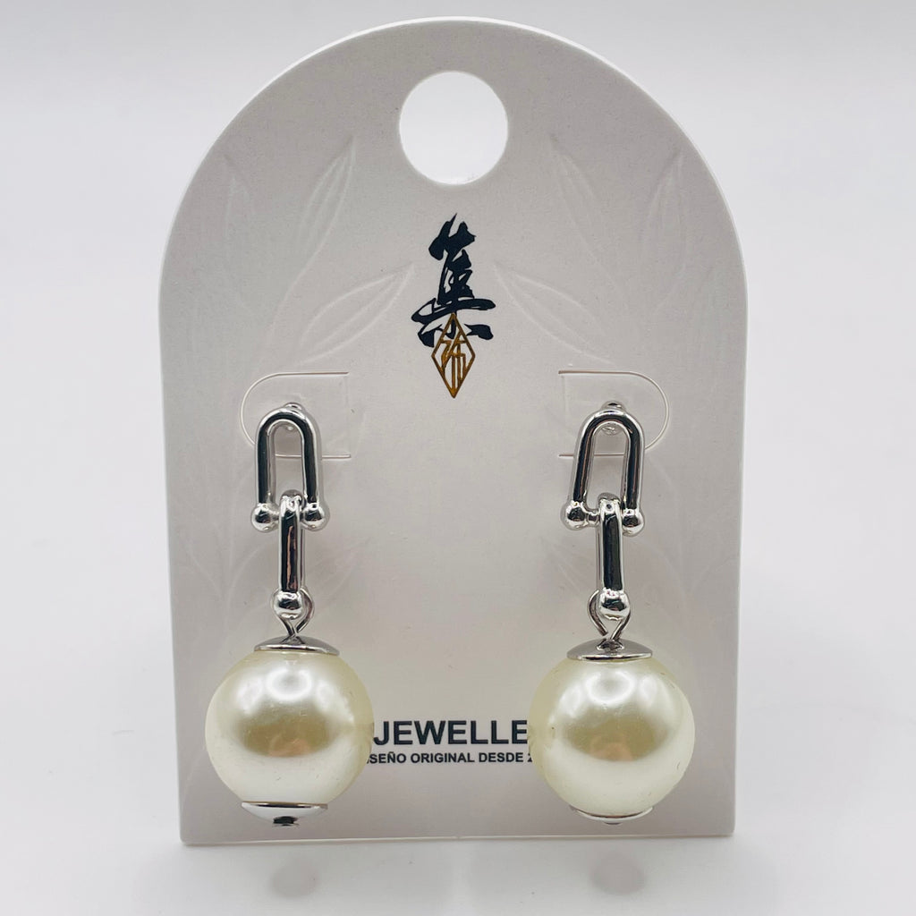 Pendientes Perla Colgante Plata/Oro Diseño Minimalista al Por Mayor, Arete Perla Redonda Vintage para Mujer Mayorista Joyería|JI JOYA