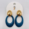 Pendientes Aro Resina Azul Dos Tonos Metal Plata y Oro | Mayorista Accesorios Moda Mujer al Por Mayor|JI JOYA