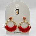 Pendientes Arco Hilo Tejido Aro Doble Dorado | Mayorista Joyería Moda Variedad Colores Rojo Negro Azul Claro|JI JOYA