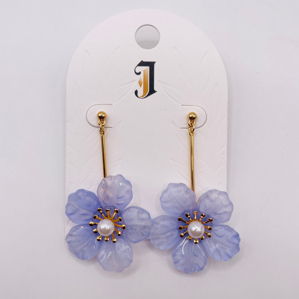 Pendientes Flor Colores Surtidos Mayorista, Pendientes Largos de Resina con Perla Artificial, Joyería Moda Floral al Por Mayor para Tiendas|JI JOYA