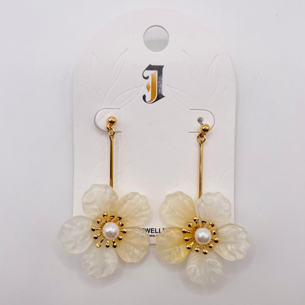 Pendientes Flor Colores Surtidos Mayorista, Pendientes Largos de Resina con Perla Artificial, Joyería Moda Floral al Por Mayor para Tiendas|JI JOYA