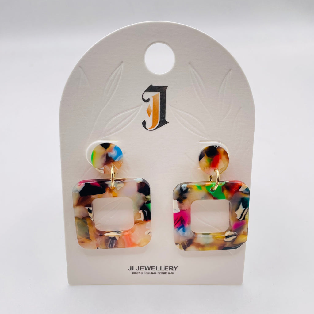 Pendientes Colgantes Huecos Resina Abalorio Variopinto | Venta al Por Mayor Accesorios Mujer|JI JOYA