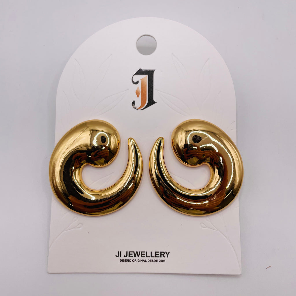 Pendientes Forma Espiral Dorado/Plateado, Joyería al Por Mayor para Tiendas de Moda|JI JOYA