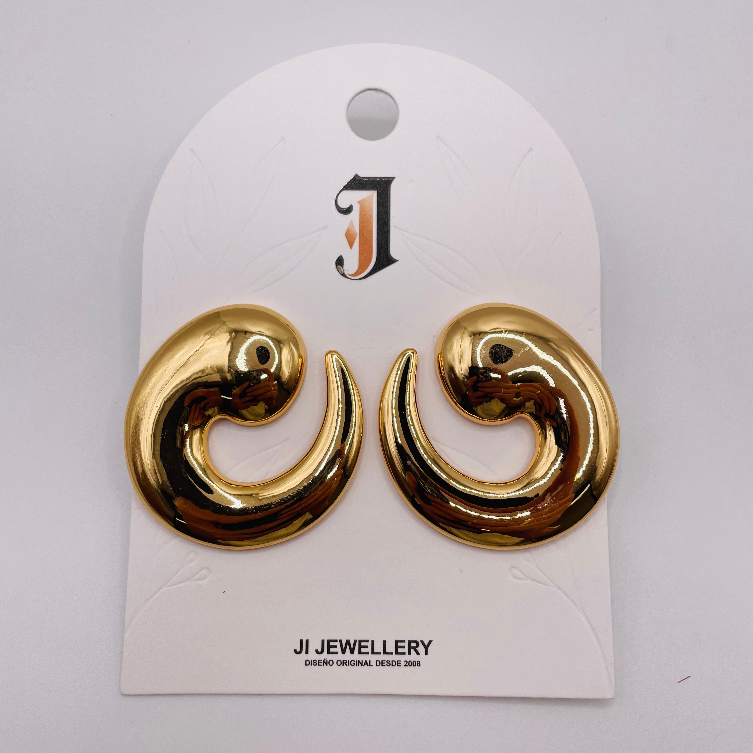 Pendientes Forma Espiral Dorado/Plateado, Joyería al Por Mayor para Tiendas de Moda|JI JOYA