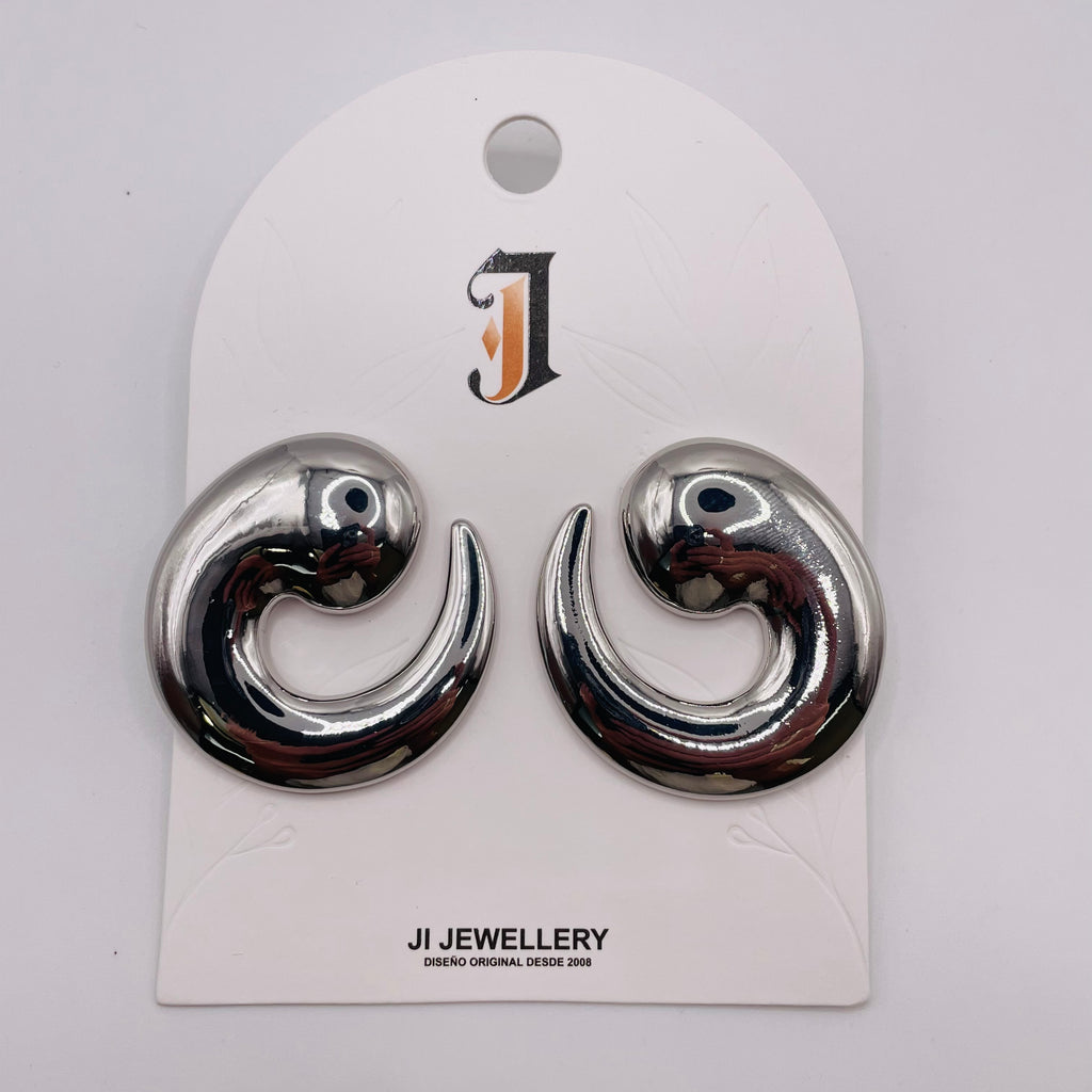 Pendientes Forma Espiral Dorado/Plateado, Joyería al Por Mayor para Tiendas de Moda|JI JOYA
