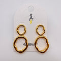 Pendientes Doble Anillo Irregular Plata y Dorado | Joyería Mayorista Diseño Minimalista Moda Mujer|JI JOYA