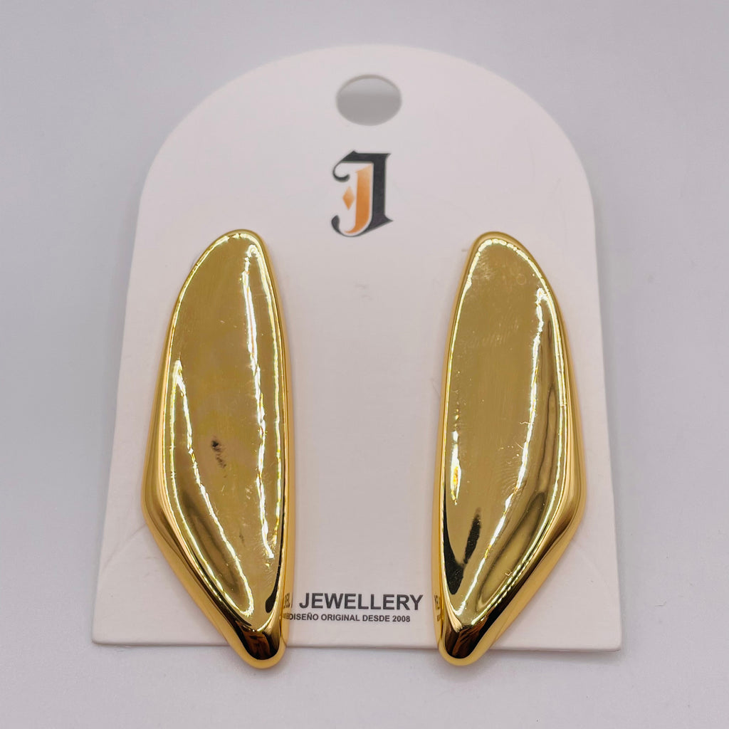 Pendientes Alargados Brillantes Bicolor Plata/Oro | Stock al Por Mayor para Tiendas de Moda|JI JOYA