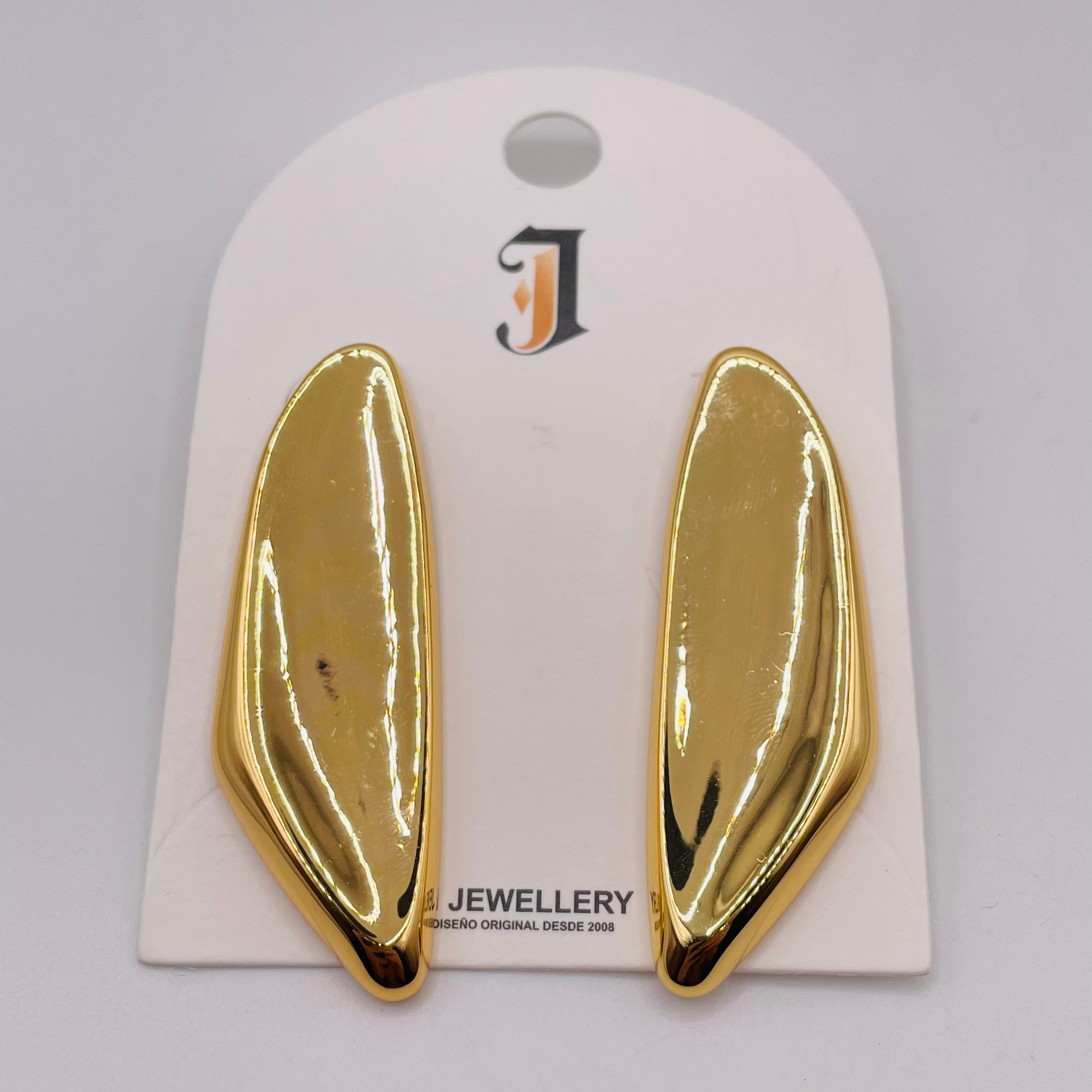 Pendientes Alargados Brillantes Bicolor Plata/Oro | Stock al Por Mayor para Tiendas de Moda|JI JOYA