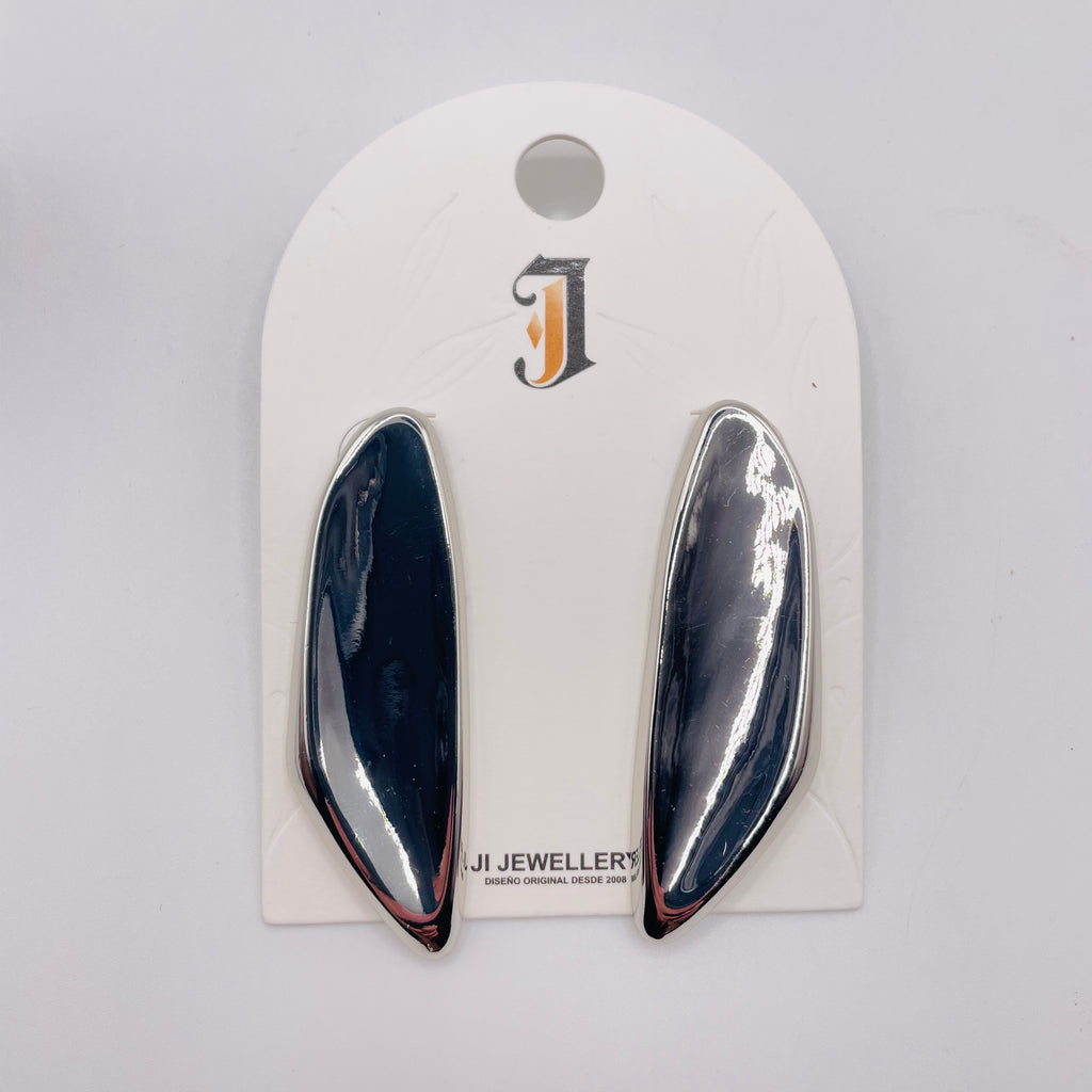 Pendientes Alargados Brillantes Bicolor Plata/Oro | Stock al Por Mayor para Tiendas de Moda|JI JOYA