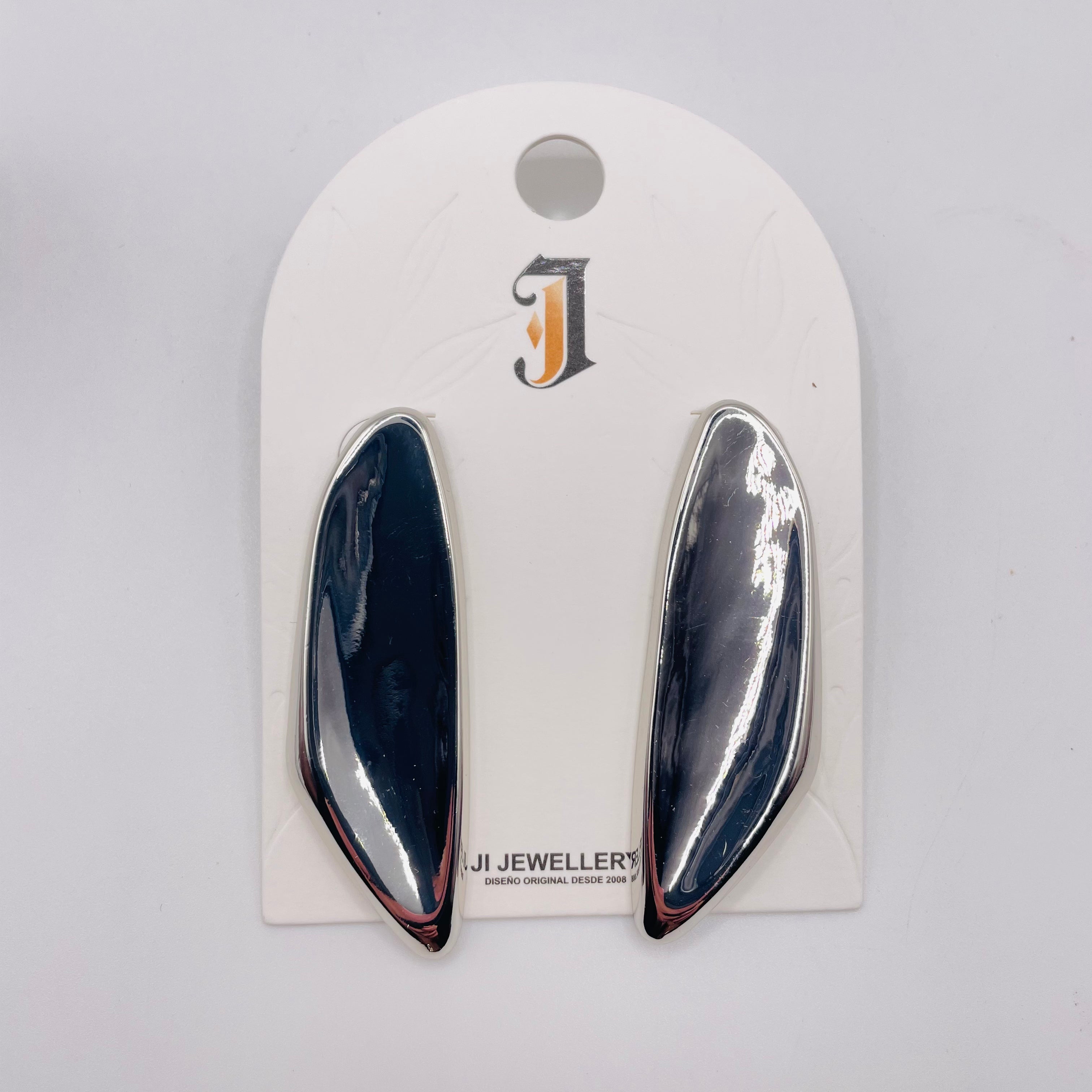 Pendientes Alargados Brillantes Bicolor Plata/Oro | Stock al Por Mayor para Tiendas de Moda|JI JOYA
