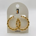 Pendientes Aro Forma Bambú Bicolor Dorado Plata | Joyería al Por Mayor para Tiendas Minoristas|JI JOYA