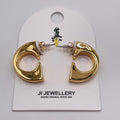 Pendientes Arco Abierto Forma C Metal Brillante, 2 Colores Oro y Plata, Joyería al Por Mayor