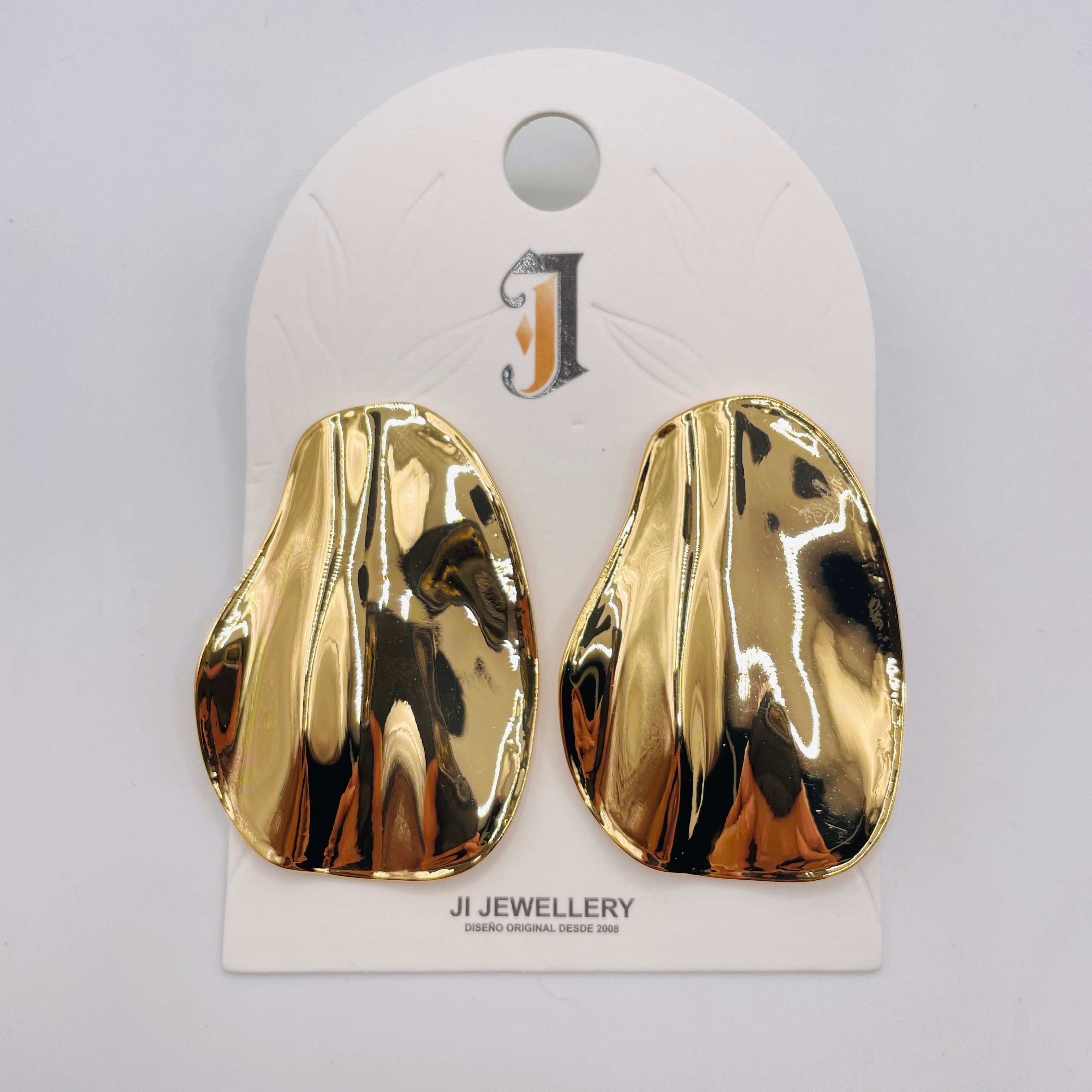 Pendientes Gota Metal Arrugado Minimalista Al Por Mayor | Plata y Dorado, Joyería Moda Europea Mayorista|JI JOYA