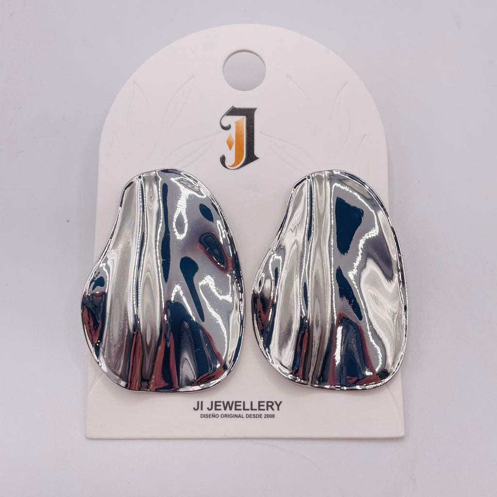 Pendientes Gota Metal Arrugado Minimalista Al Por Mayor | Plata y Dorado, Joyería Moda Europea Mayorista|JI JOYA