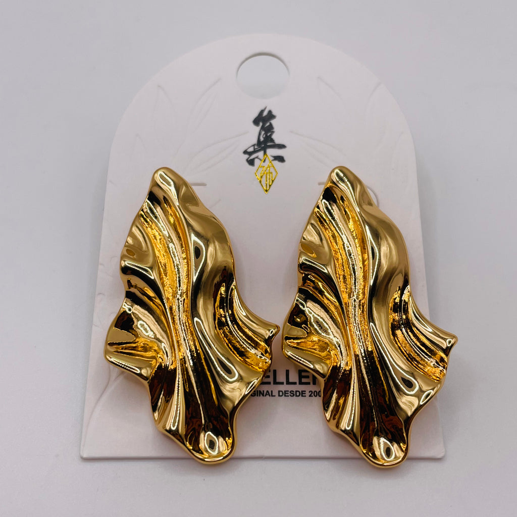 Pendientes de lámina ondulada en oro y plata, accesorio de joyería de  diseño abstracto mayorista para mujer|JI JOYA