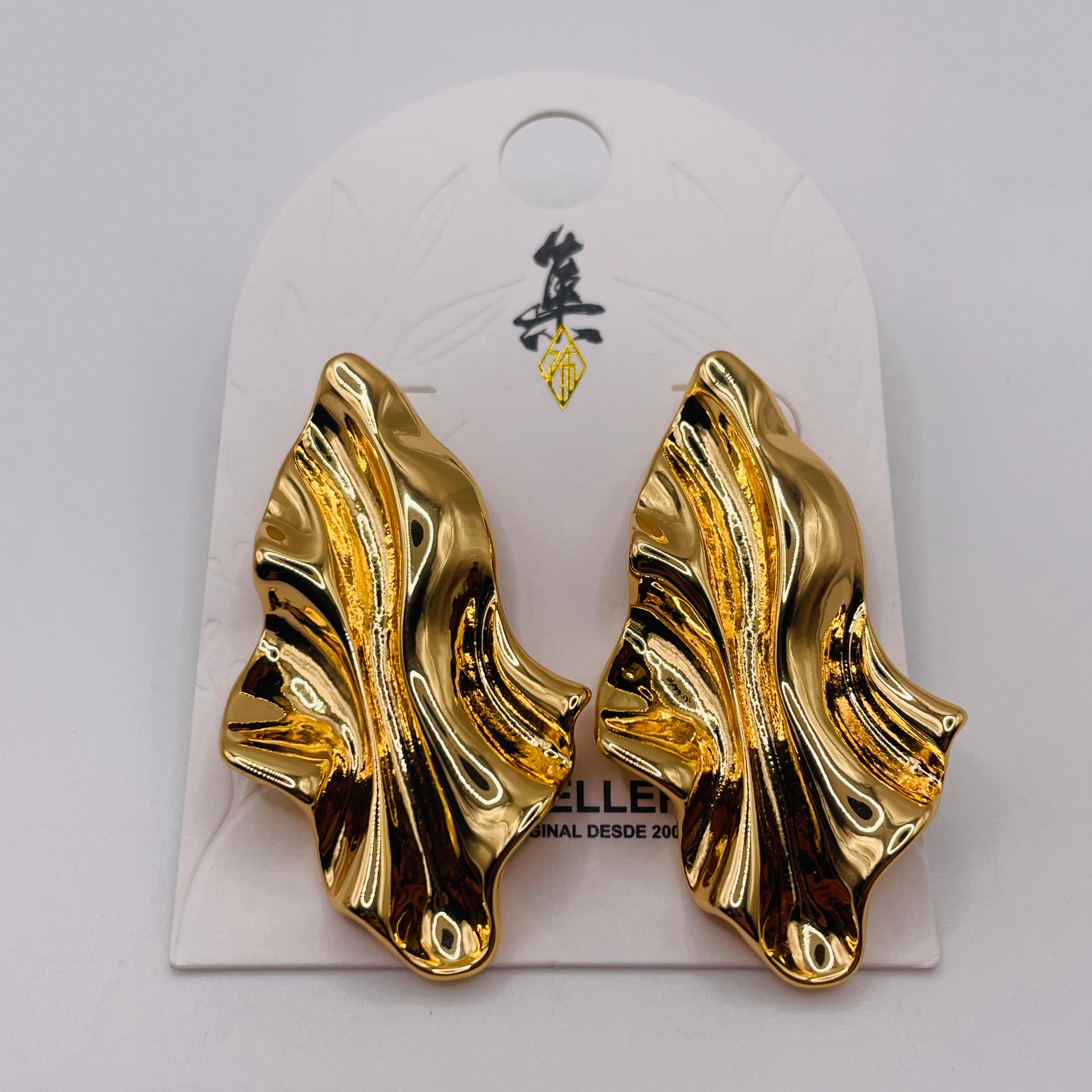 Pendientes de lámina ondulada en oro y plata, accesorio de joyería de  diseño abstracto mayorista para mujer|JI JOYA