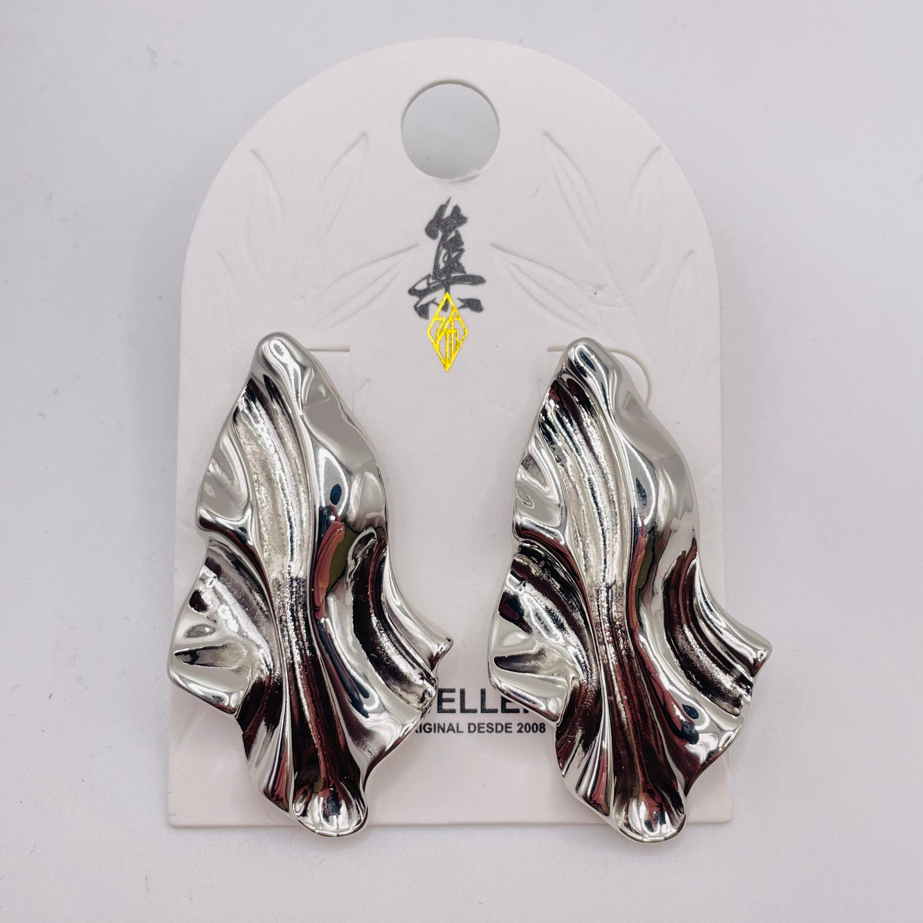 Pendientes de lámina ondulada en oro y plata, accesorio de joyería de  diseño abstracto mayorista para mujer|JI JOYA