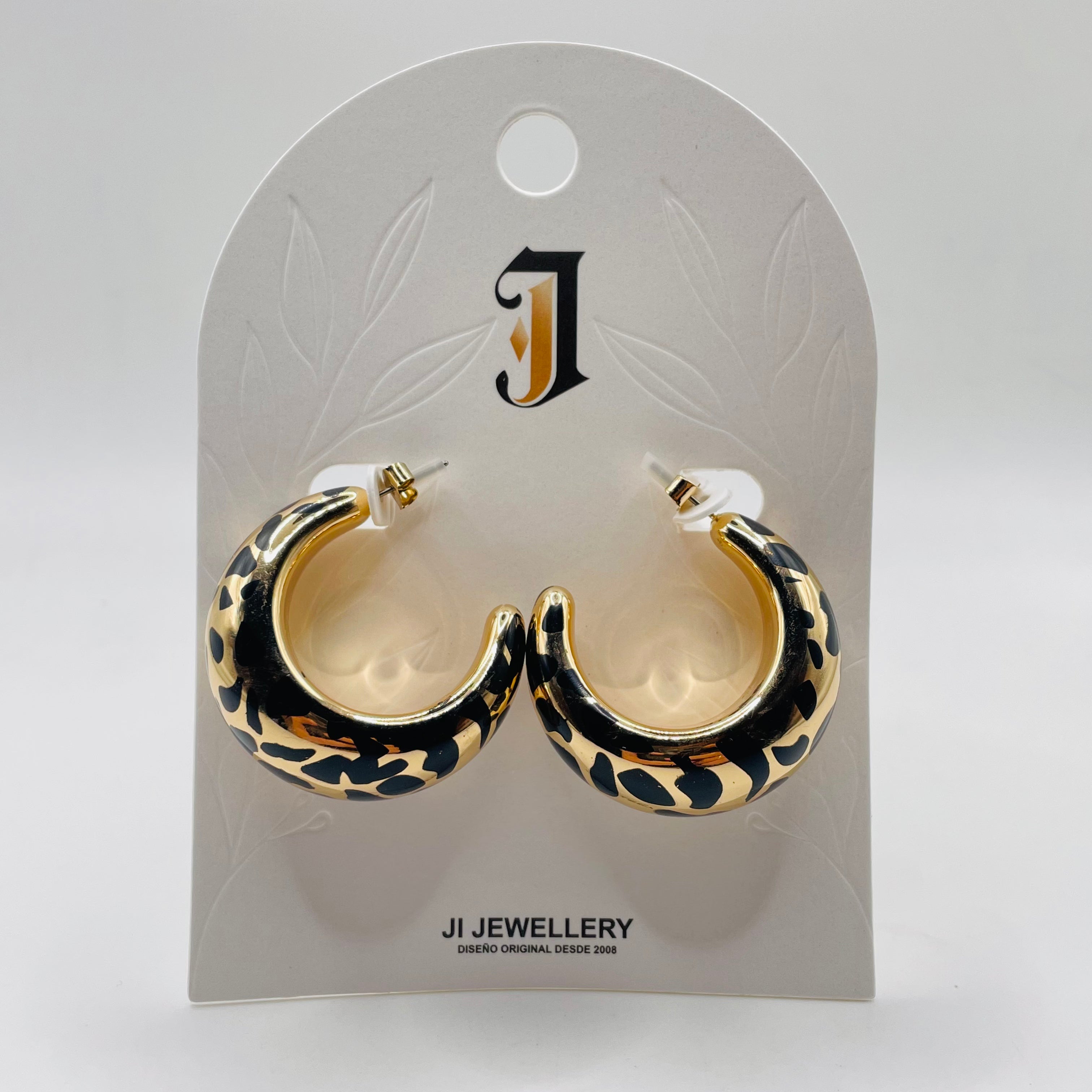 Aretes U Estilo Leopardo Dorado, Pendientes Chunky Trend al Por Mayor para Tiendas|JI JOYA