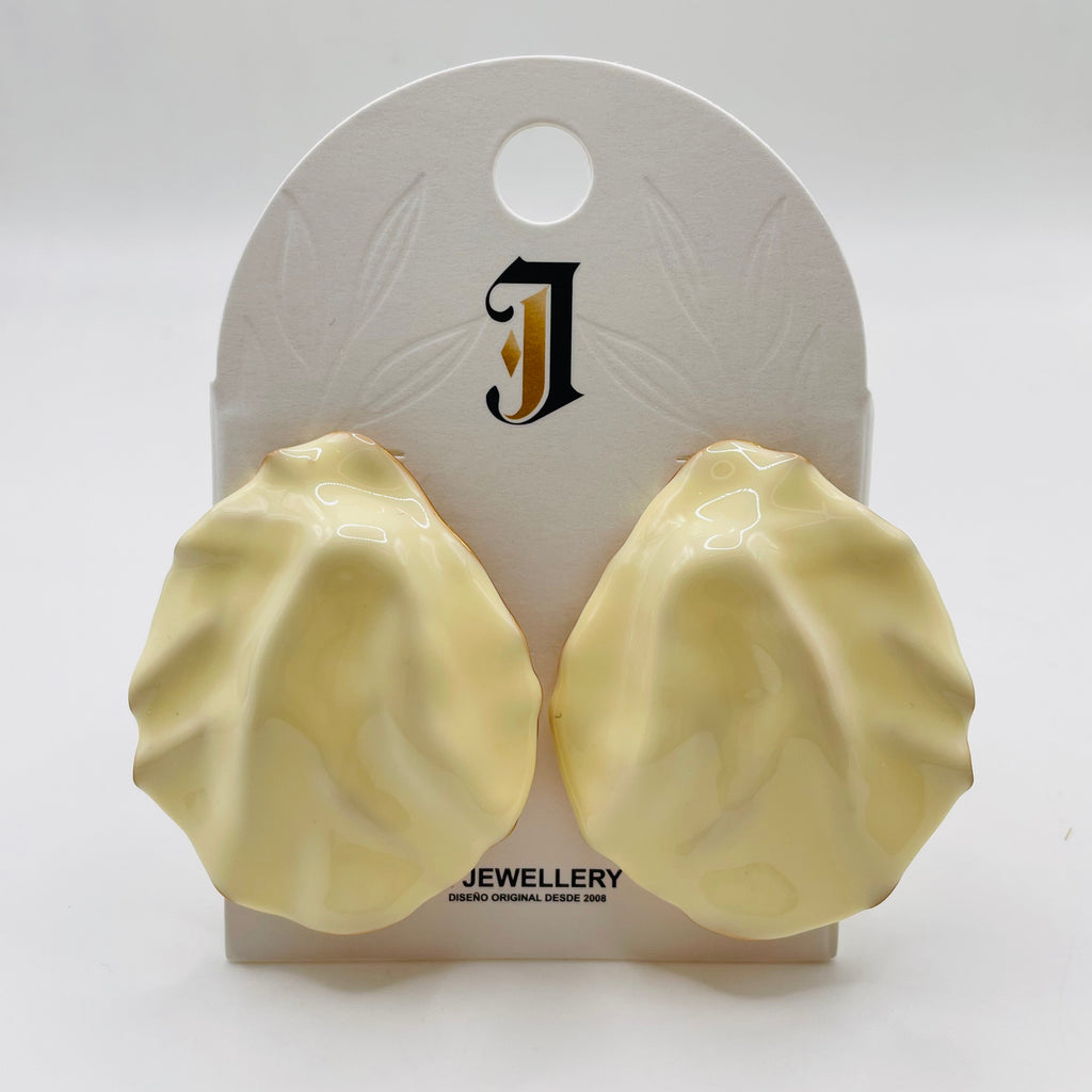 Pendientes en Forma de Hoja Arrugada Esmalte Brillante, 3 Colores Disponibles, Joyería Mayorista Europea OEM ODM|JI JOYA