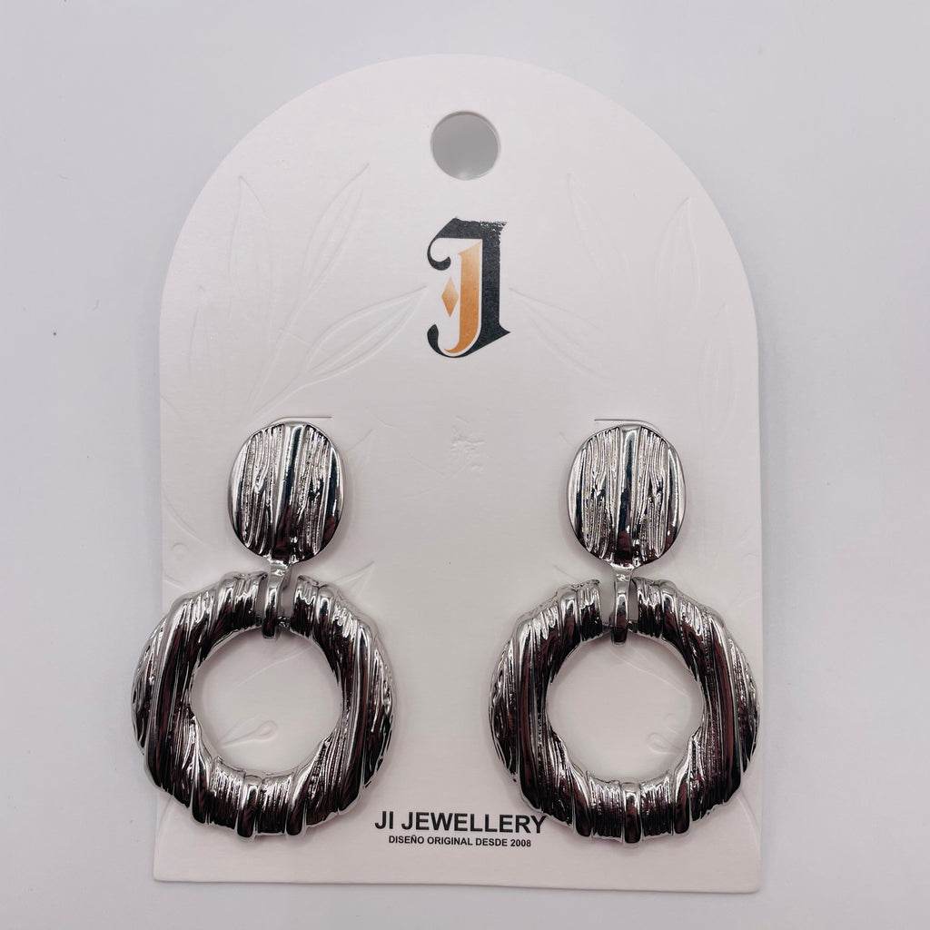 Pendientes Aro Texturizados Metal Plata y Dorado al Por Mayor | Diseño Minimalista Moda Mujer OEM ODM|JI JOYA