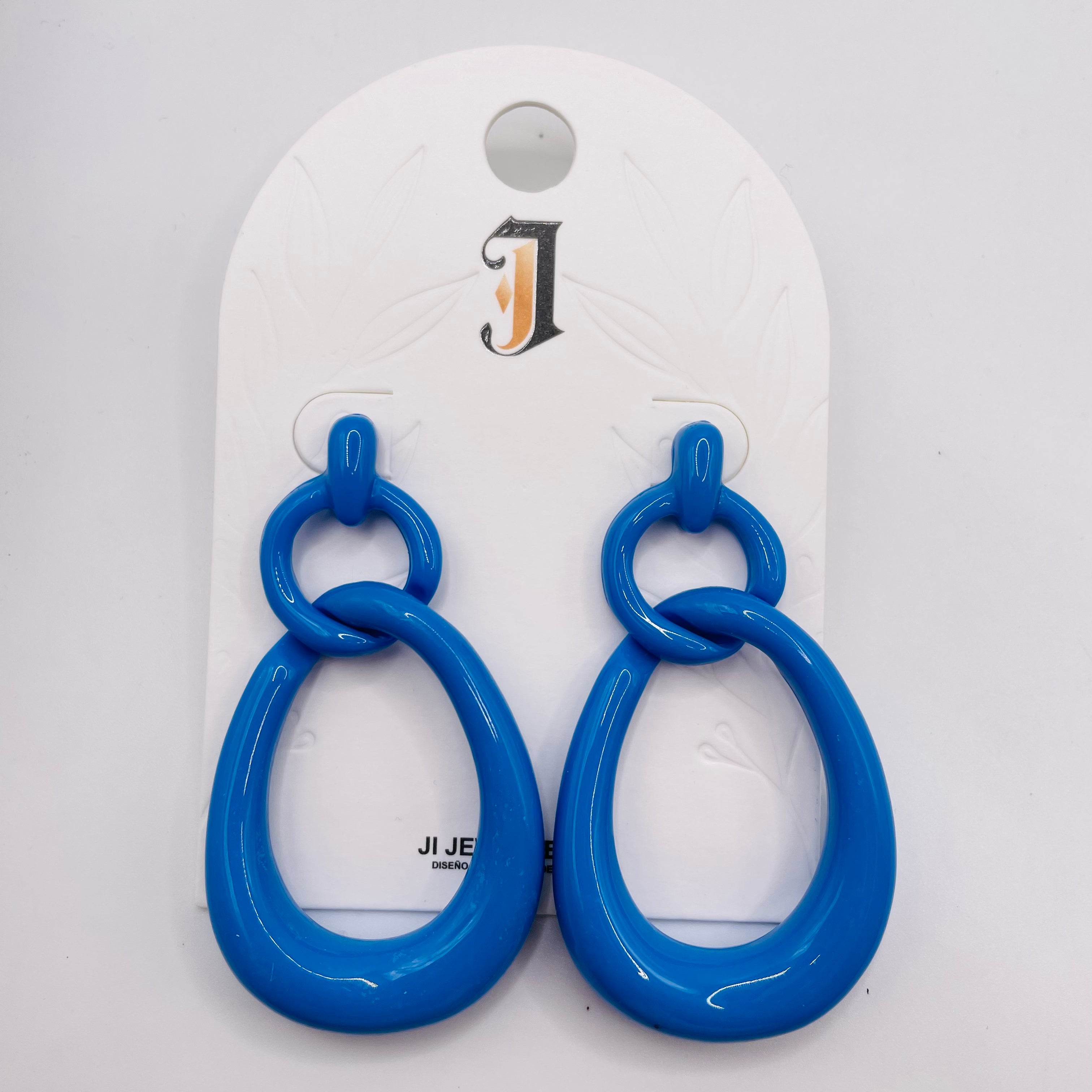 Pendientes Colgantes Doble Eslabón Gota Resina | Joyería Moda Mujer Venta al Por Mayor 4 Colores Disponibles|JI JOYA