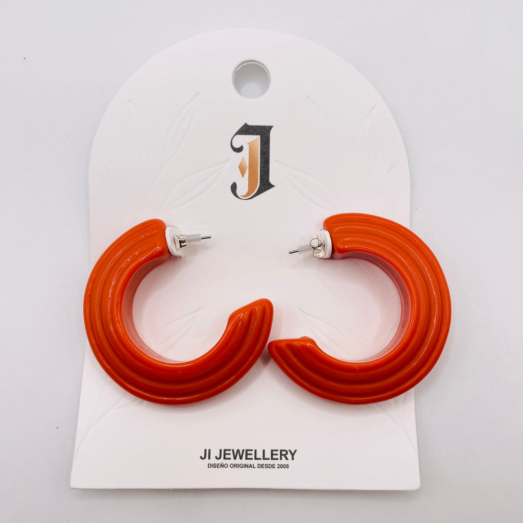 Aros C Ondulados de Resina Multicolor | Pendientes Mayorista para Mujer, Joyería Moda al Por Mayor MOQ Bajo|JI JOYA