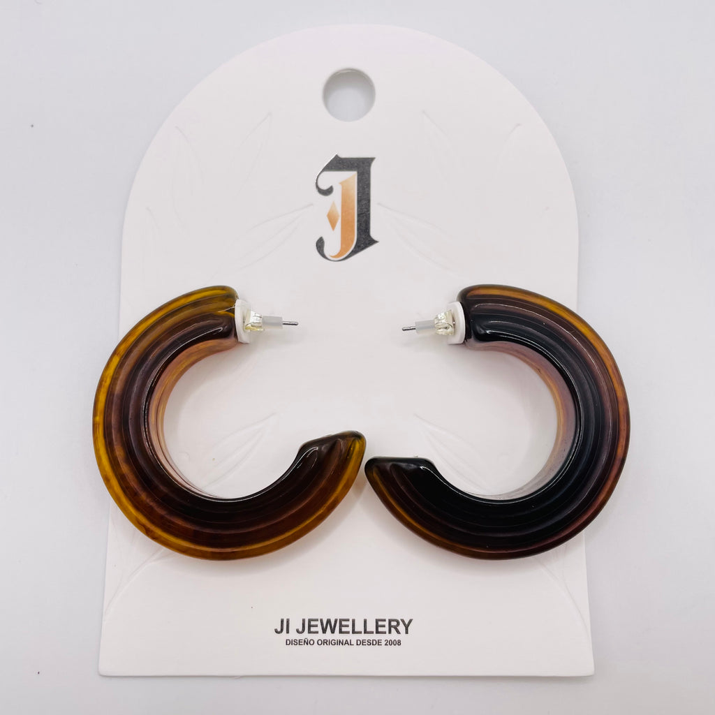 Aros C Ondulados de Resina Multicolor | Pendientes Mayorista para Mujer, Joyería Moda al Por Mayor MOQ Bajo|JI JOYA