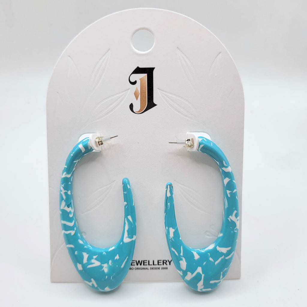 Pendientes Arracadas Grandes de Resina Marmolada al Por Mayor | Aro Ovalado Acrílico Multicolor para Mujer, Venta al Por Mayor Joyería Moda|JI JOYA