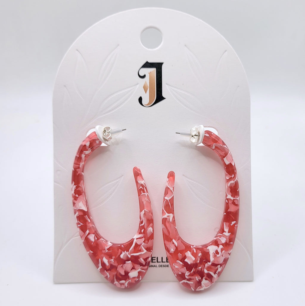 Pendientes Arracadas Grandes de Resina Marmolada al Por Mayor | Aro Ovalado Acrílico Multicolor para Mujer, Venta al Por Mayor Joyería Moda|JI JOYA
