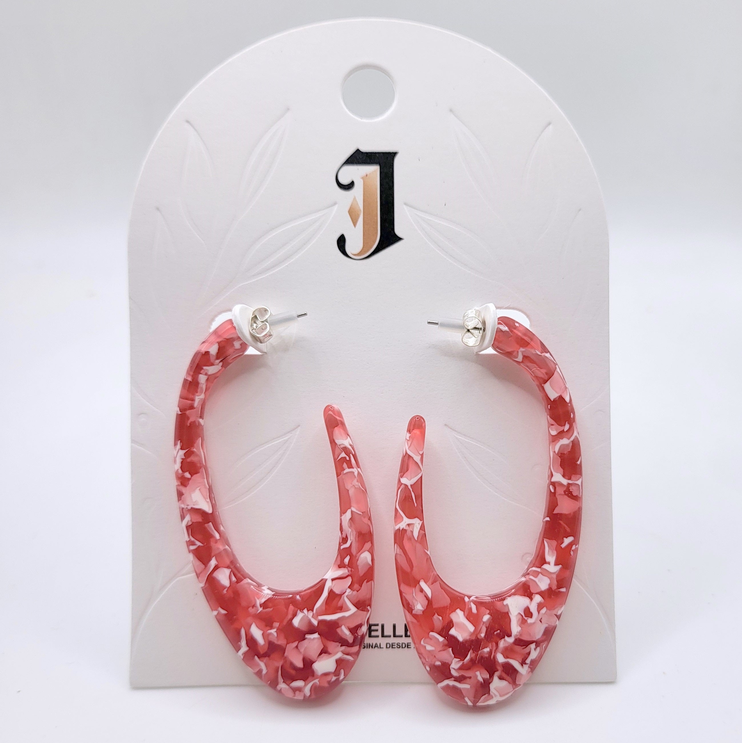 Pendientes Arracadas Grandes de Resina Marmolada al Por Mayor | Aro Ovalado Acrílico Multicolor para Mujer, Venta al Por Mayor Joyería Moda|JI JOYA