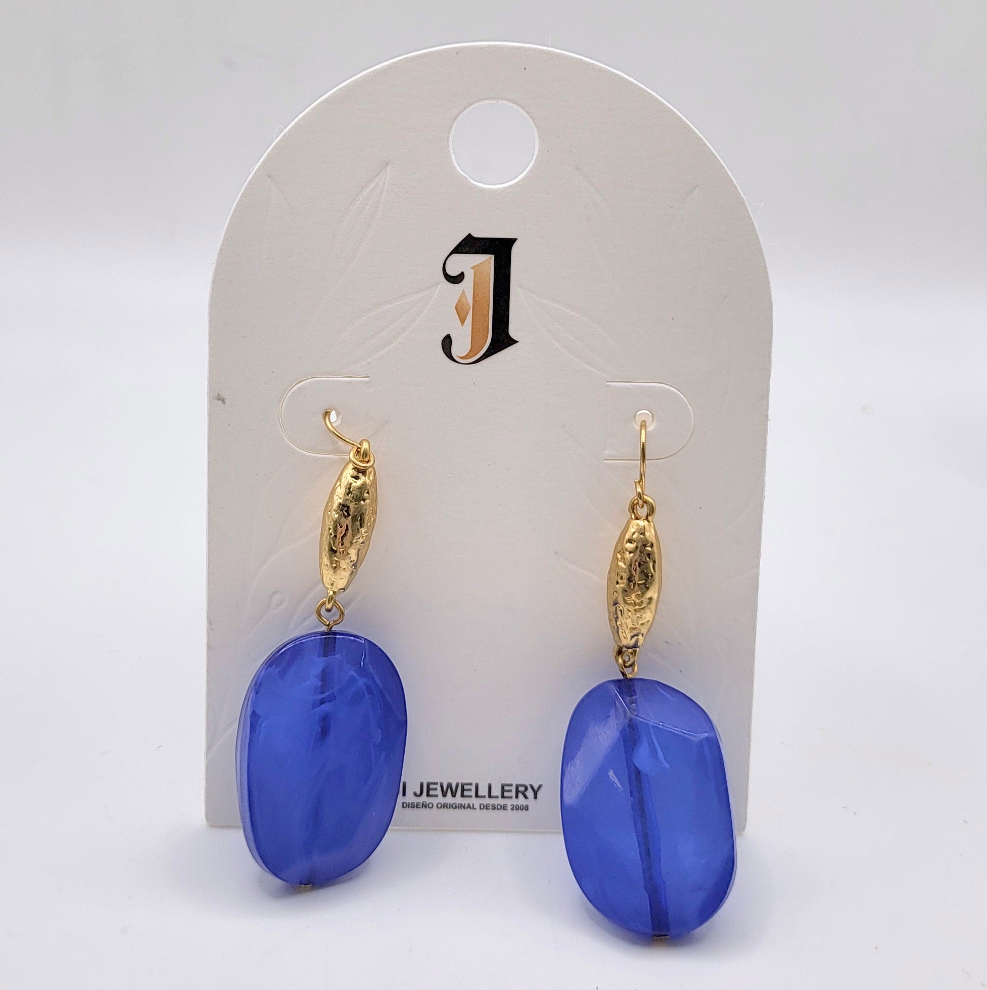Pendientes Colgantes de Piedra de Resina Multicolor con Detalles Dorados - Joyería al Por Mayor|JI JOYA