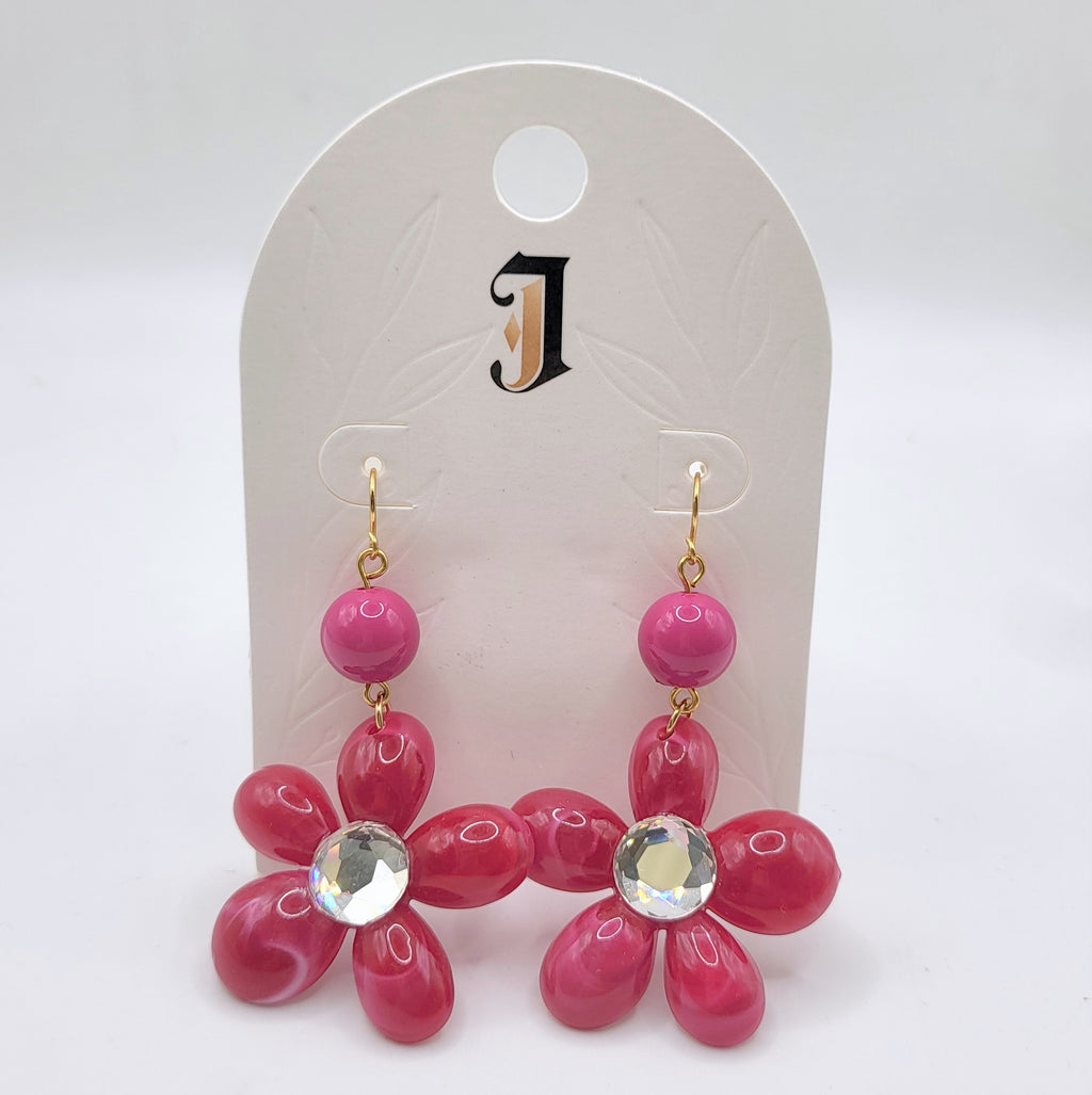 Pendientes de Flor Colgante con Cristal - Diseño Colorido y Moderno | Joyería de Moda al Por Mayor|JI JOYA