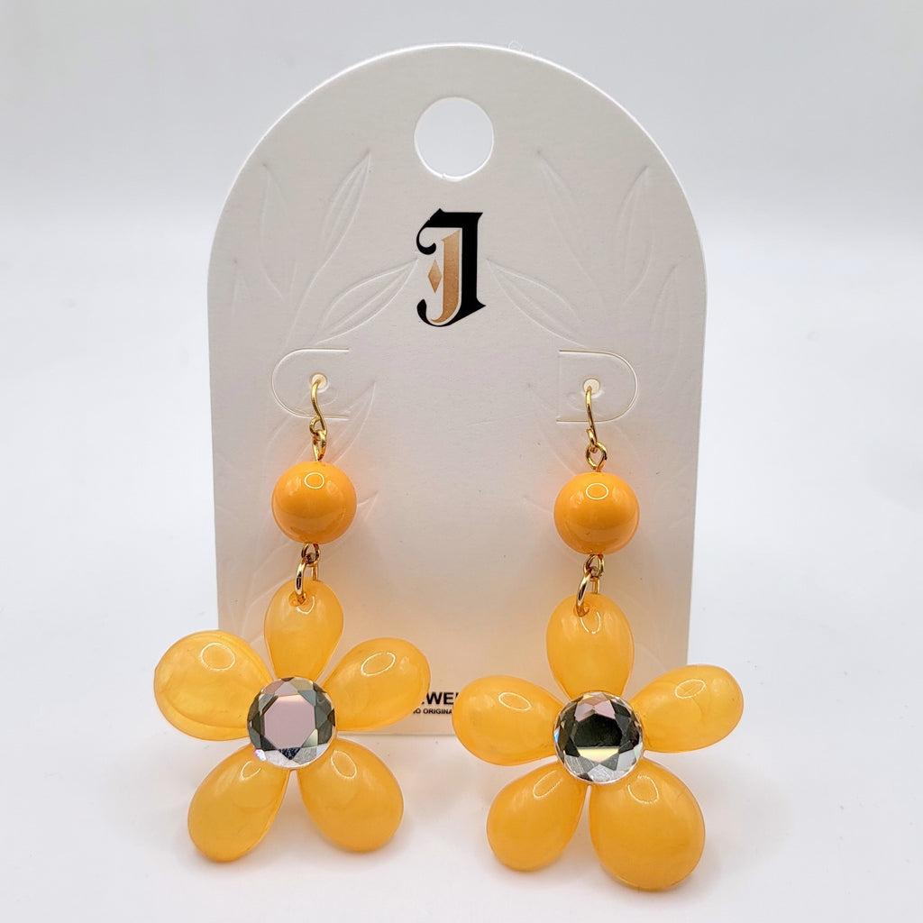 Pendientes de Flor Colgante con Cristal - Diseño Colorido y Moderno | Joyería de Moda al Por Mayor|JI JOYA