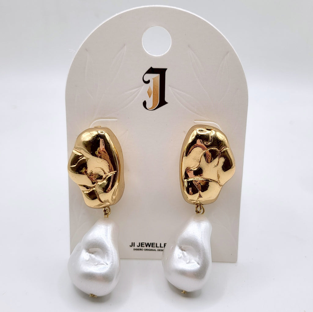 Pendientes Barroco de Perla y Metal | Mayorista B2B | Diseño Minimalista y Elegante|JI JOYAS