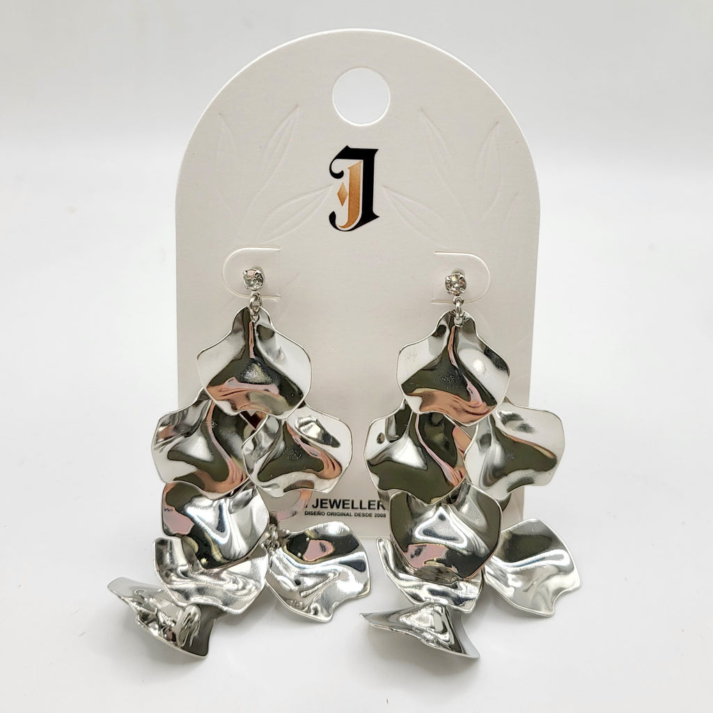 Pendientes de pétalos de metal dorado/plateado al por mayor | Diseño minimalista de lujo para mujer|JI JOYA