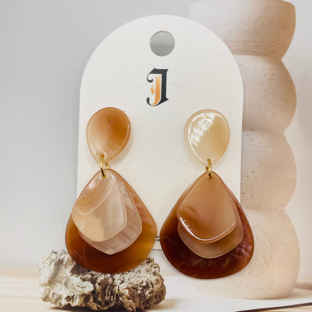 Pendientes Gota Acrílicos 3 Capas | Pendientes de Moda Mayoristas para Mujer | Diseño Minimalista Varios Colores|JI JOYA