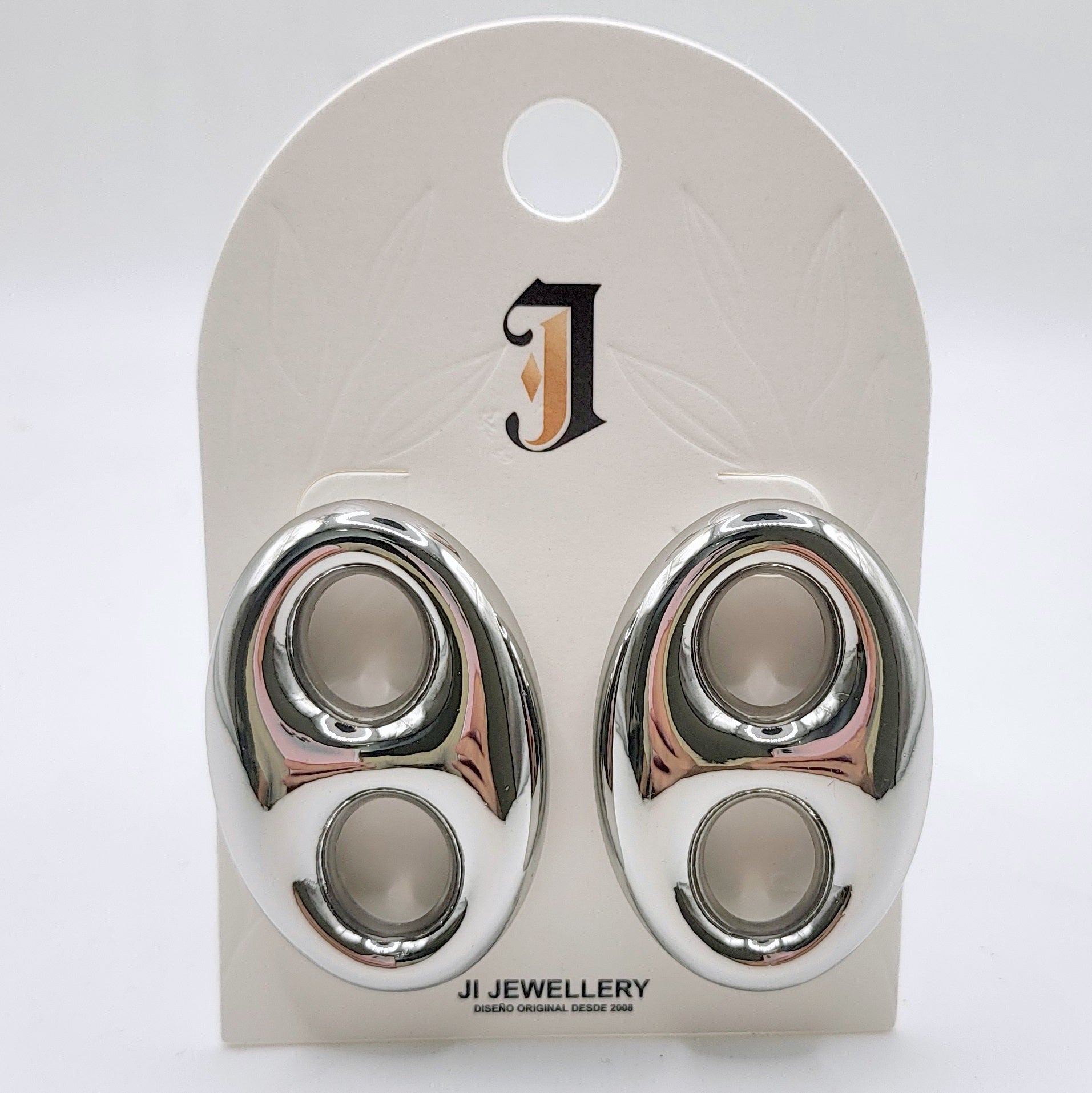 Pendientes Minimalistas de Forma Ovalada Doble, Chapados en Oro y Plata, Venta al Por Mayor | Moda 2026|JI JOYA