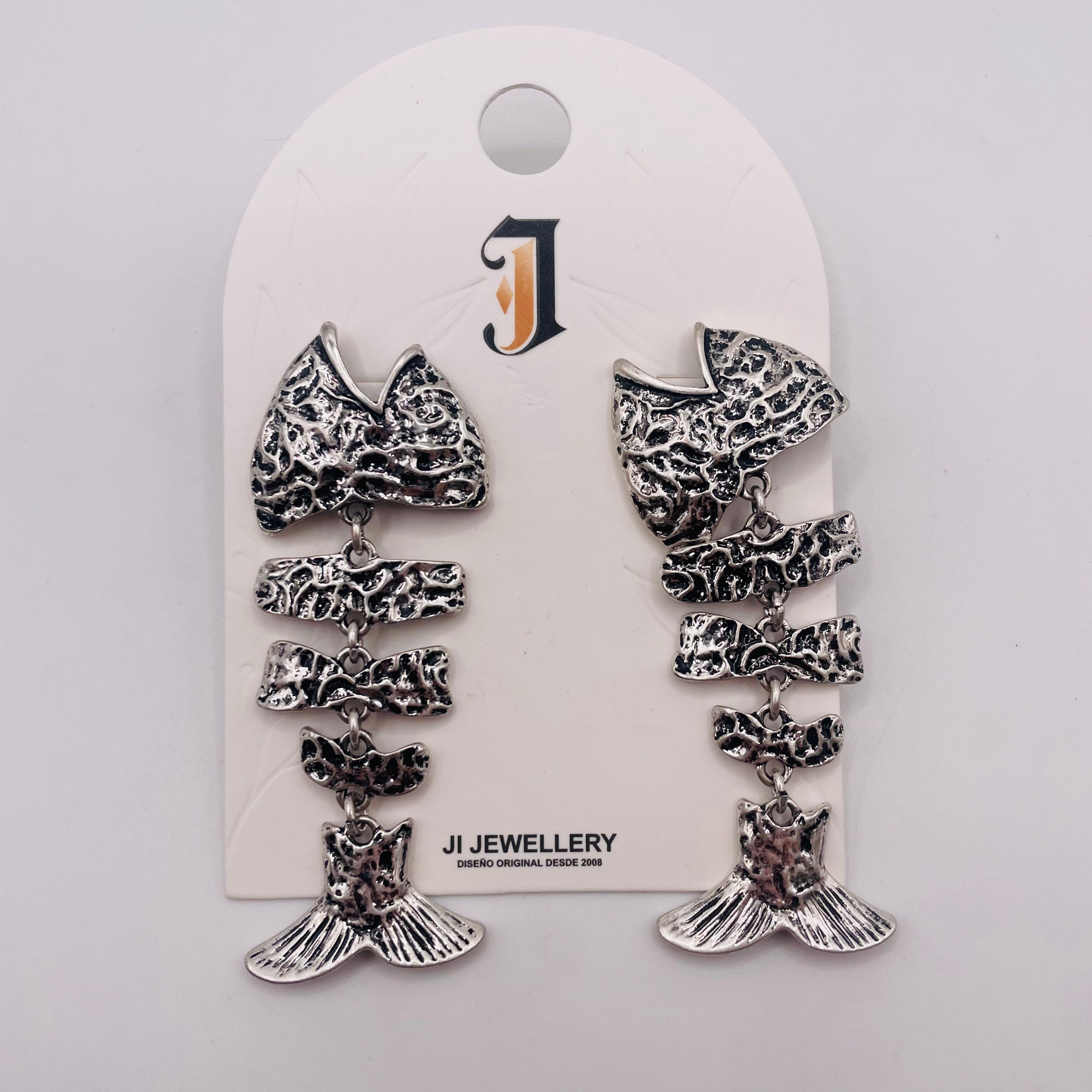 Pendientes Cola de Pescado Texturizados Oro/Plata | Joyería de Moda Mayorista para Mujer|JI JOYA
