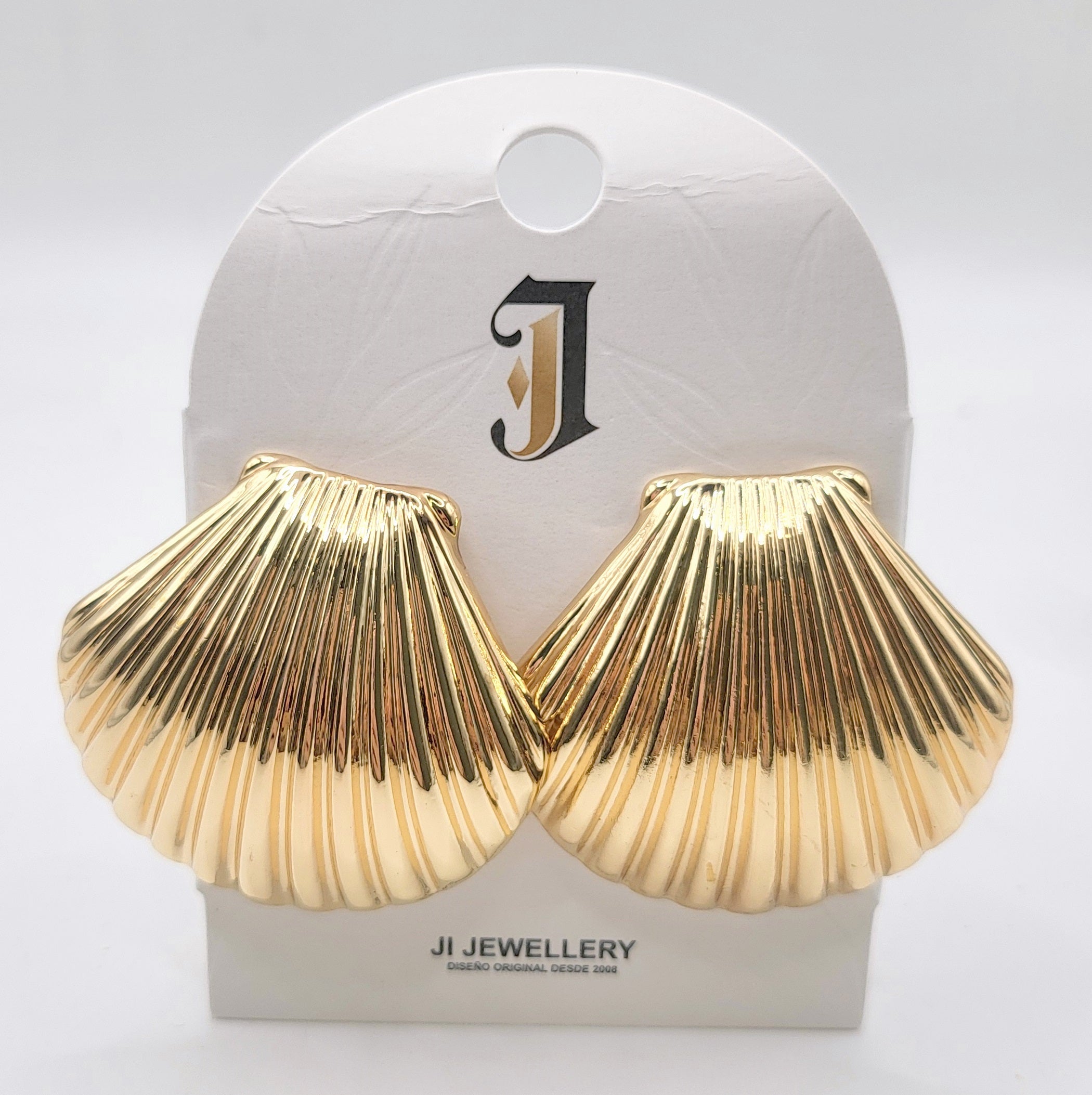 Aretes de Concha Dorada y Plateada | Mayorista | Joyería de Zinc Resistente al Desvanecimiento para Mujer|JI JOYA