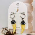 Pendientes de Colmillo de Resina Amarilla con Detalles Étnicos de Plata Antigua | Joyería de Moda Tribal para Mujer, Venta al Por Mayor|JI JOYA