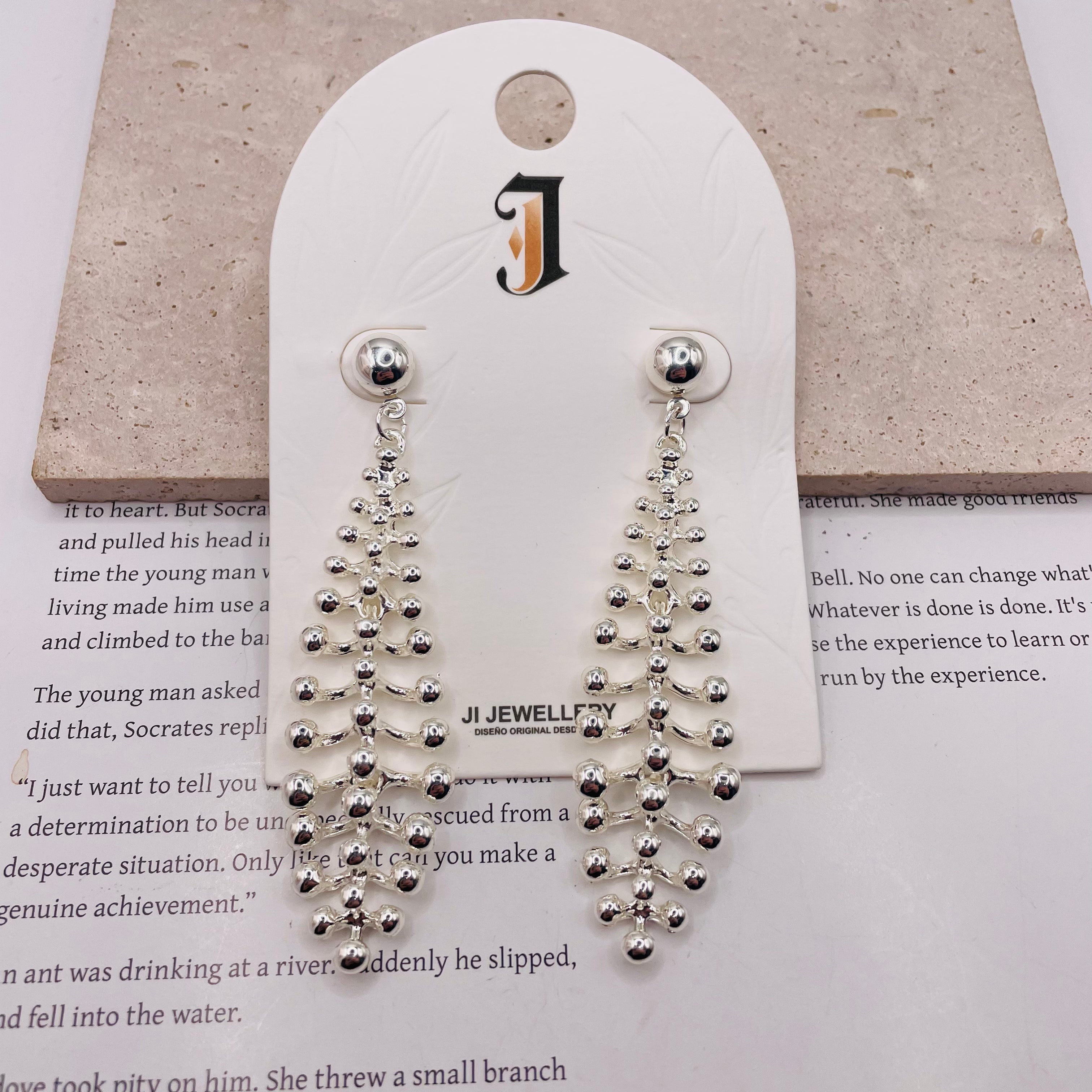 Pendientes Colgantes Diseño Espina de Pescado - Venta al Por Mayor|JI JOYA