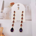 Pendientes Largos de Gota Degradada con Cristales - Joyería de Moda Dorada, 2 Colores, Venta al Por Mayor|JI JOYA