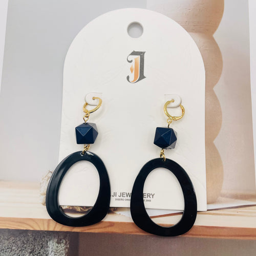 Aretes Colgantes de Resina Multicolor - Diseño Minimalista de Aro Irregular - Mayorista B2B|JI JOYA