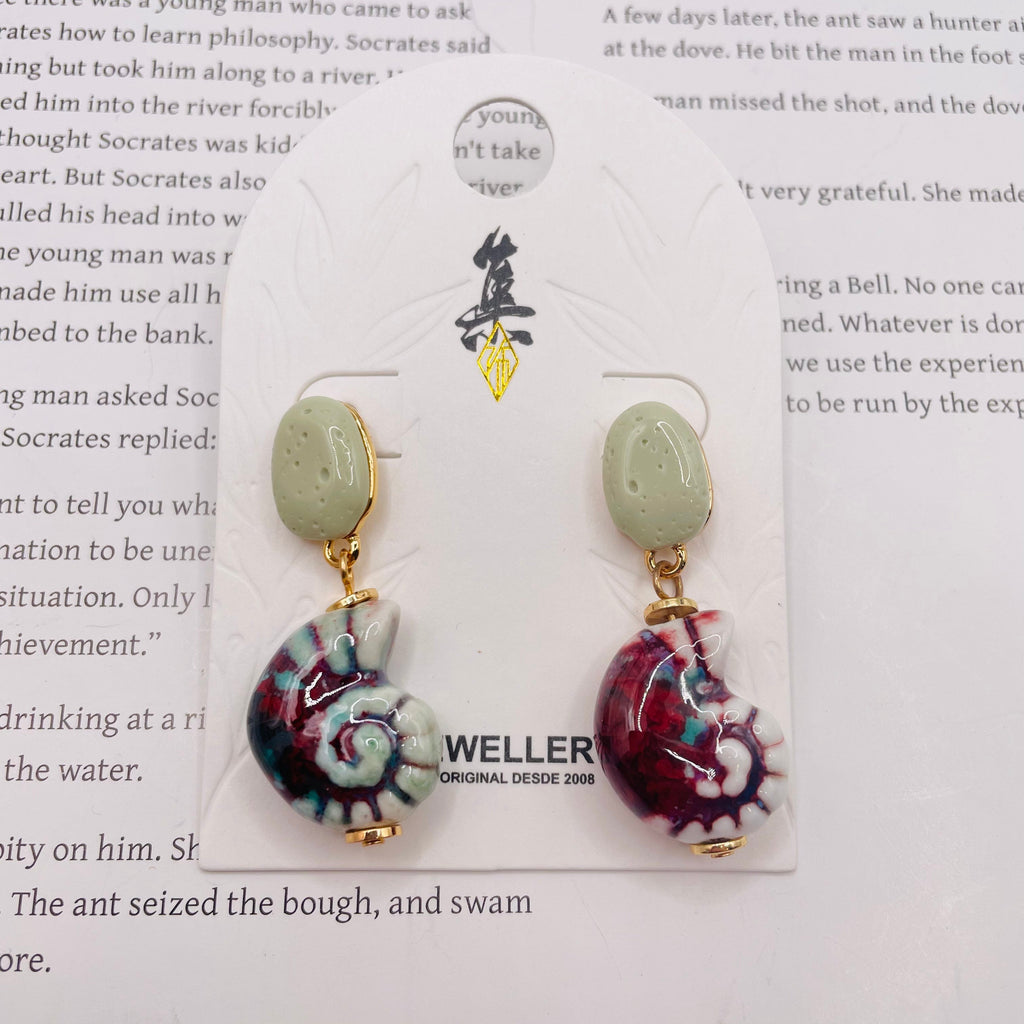 Pendientes Colgantes de Caracol Cerámica - Joyería de Moda al Por Mayor|JI JOYA