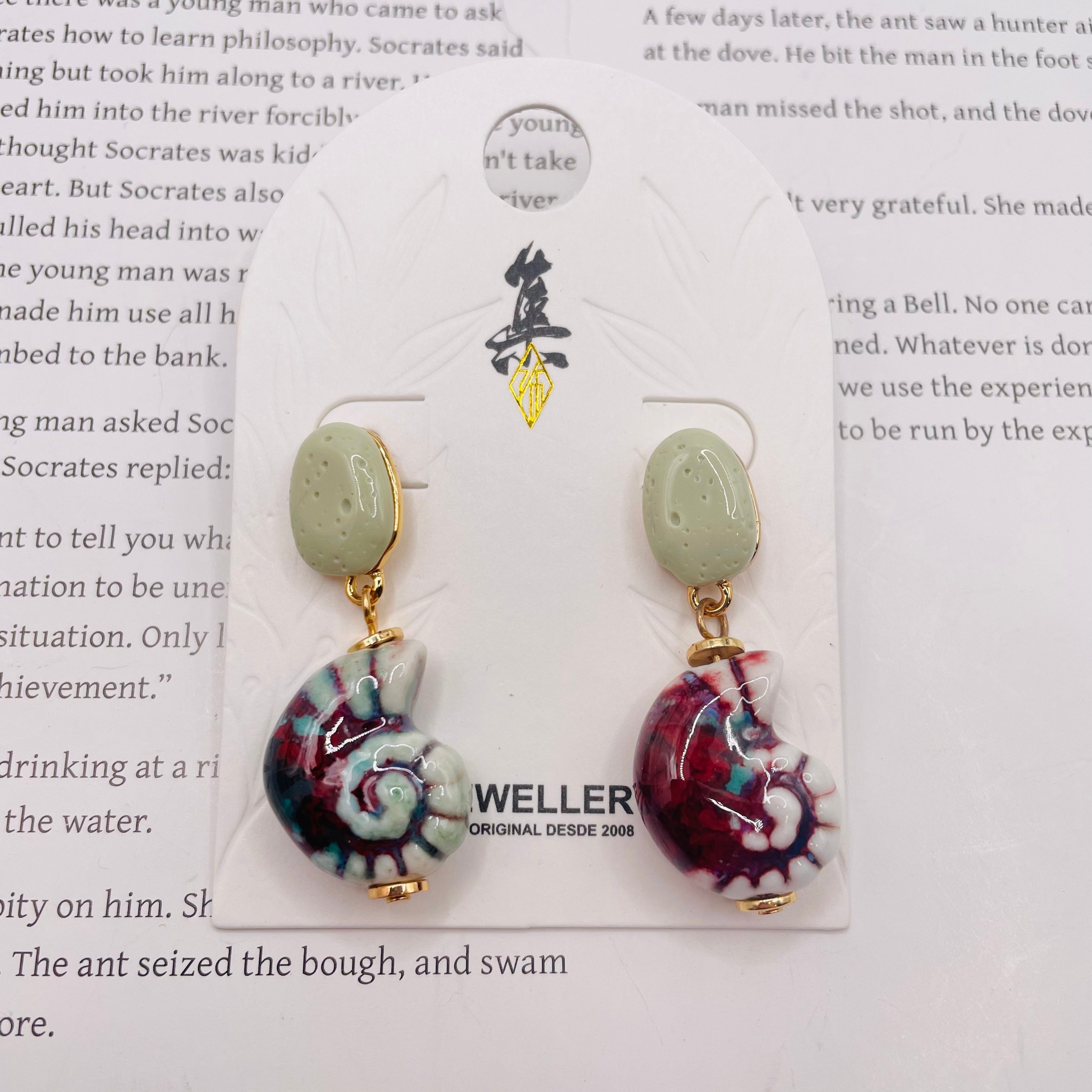 Pendientes Colgantes de Caracol Cerámica - Joyería de Moda al Por Mayor|JI JOYA