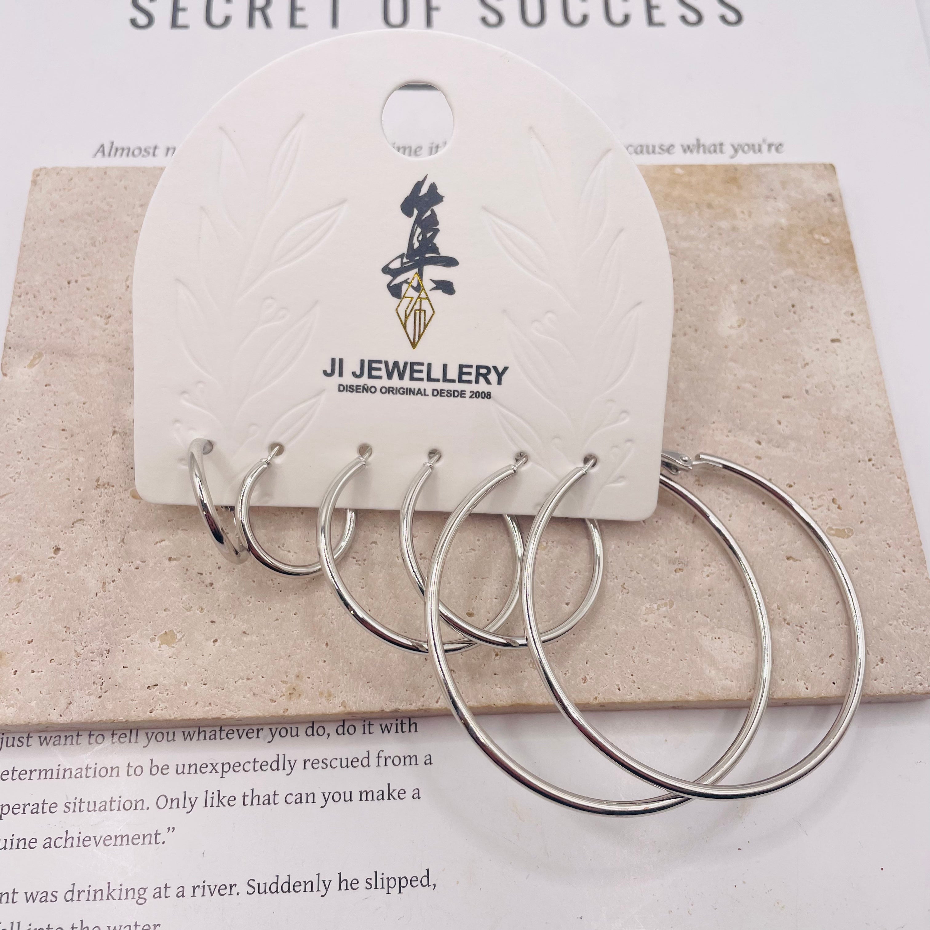 Set de Pendientes Aro en Plata y Oro, Juego de 3 Pares, Joyería Minimalista para Mujeres, Moda al Por Mayor|JI JOYA