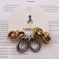 Pendientes de Nudo Bicolor Oro y Plata, Diseño Geométrico, Joyería de Moda Mayorista|JI JOYA