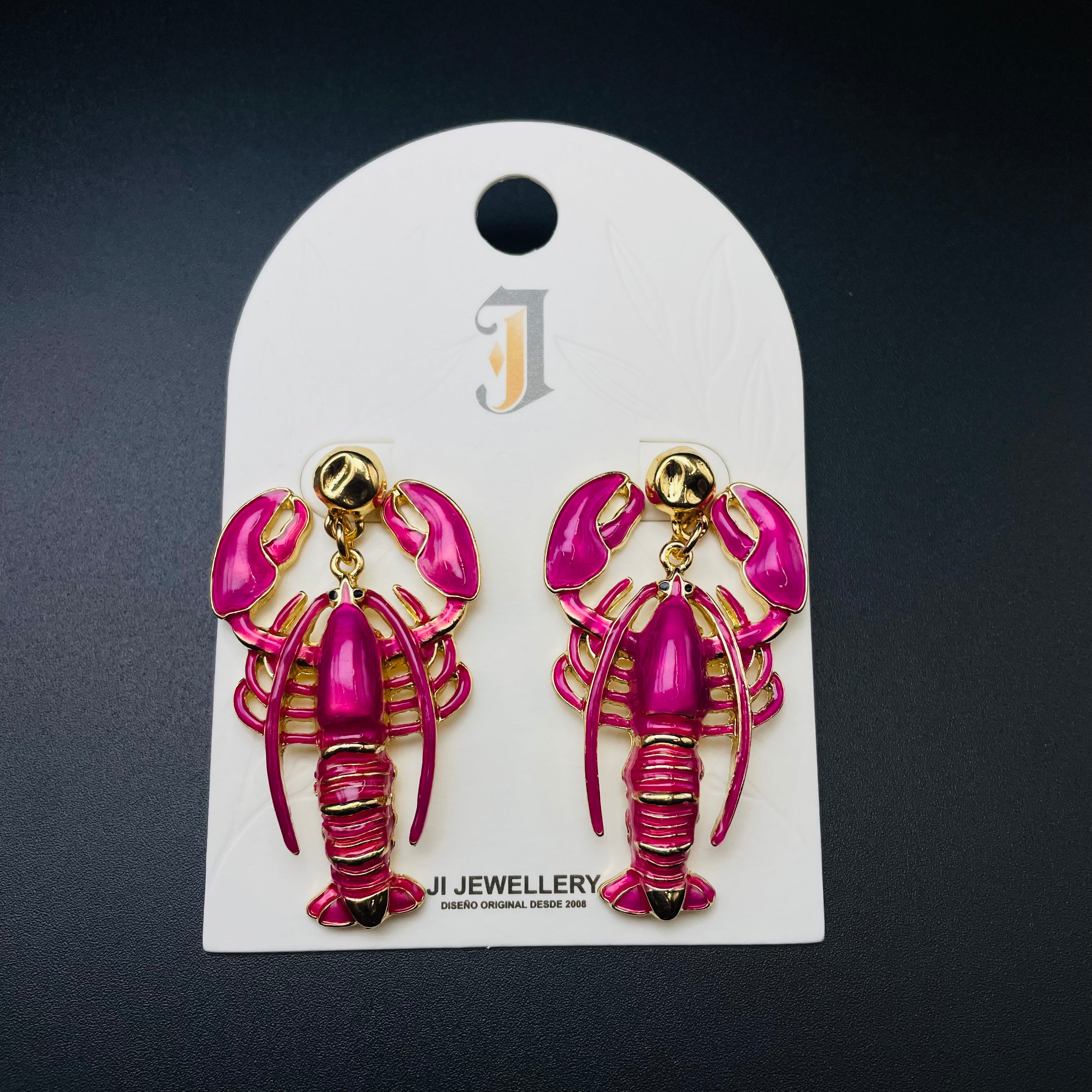 Pendientes de Langosta Esmaltados, Diseño Animal Colorido, Accesorios de Moda al Por Mayor | 2 Colores Disponibles|JI JOYA